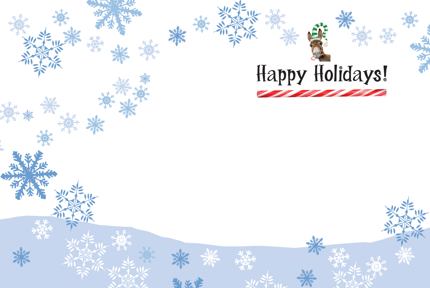 Holiday card with snowflakes and 'Happy Holidays!' text