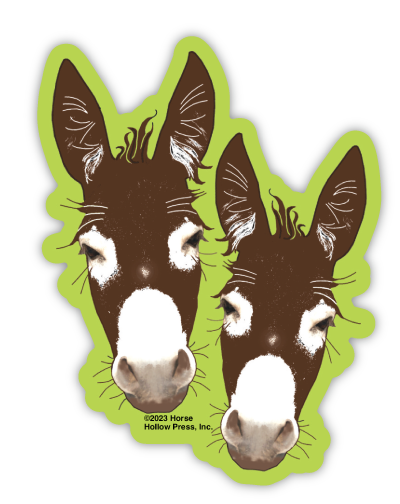 Donkey sticker - pair with green background 