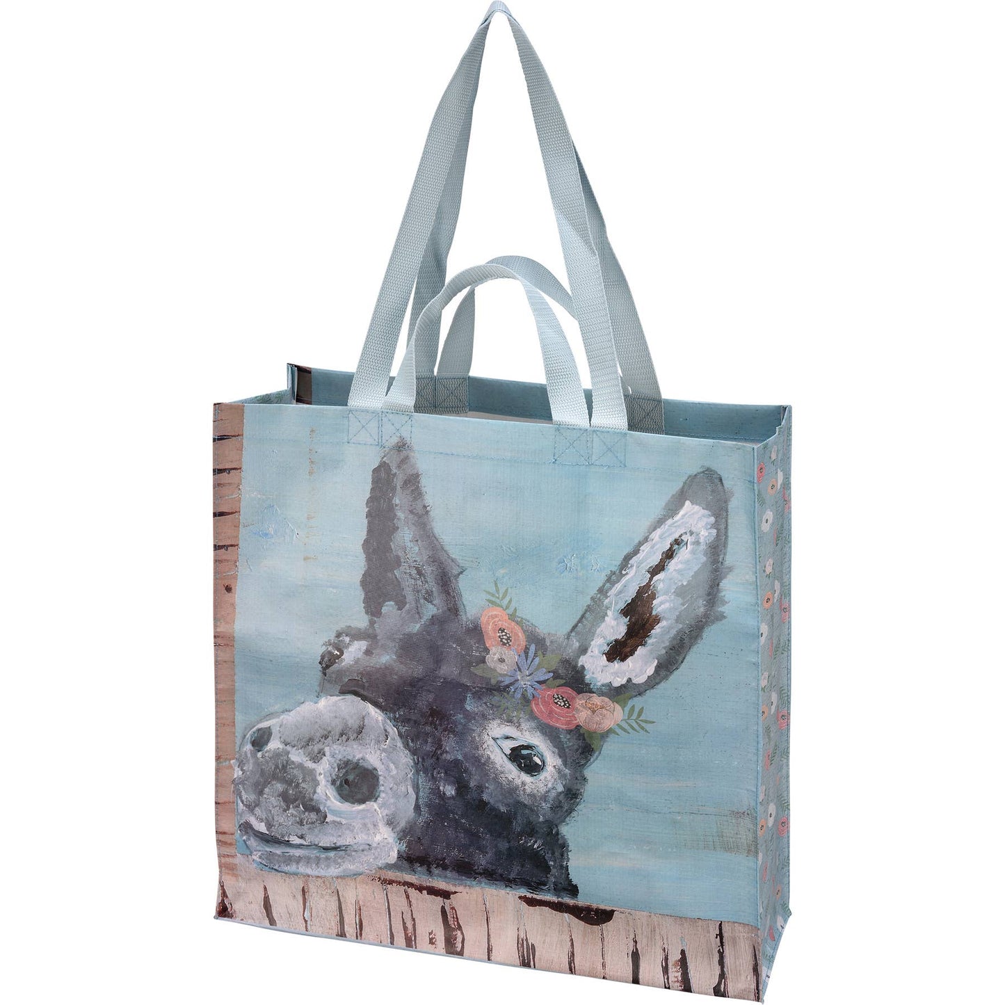 Grocery tote bag with a donkey design 