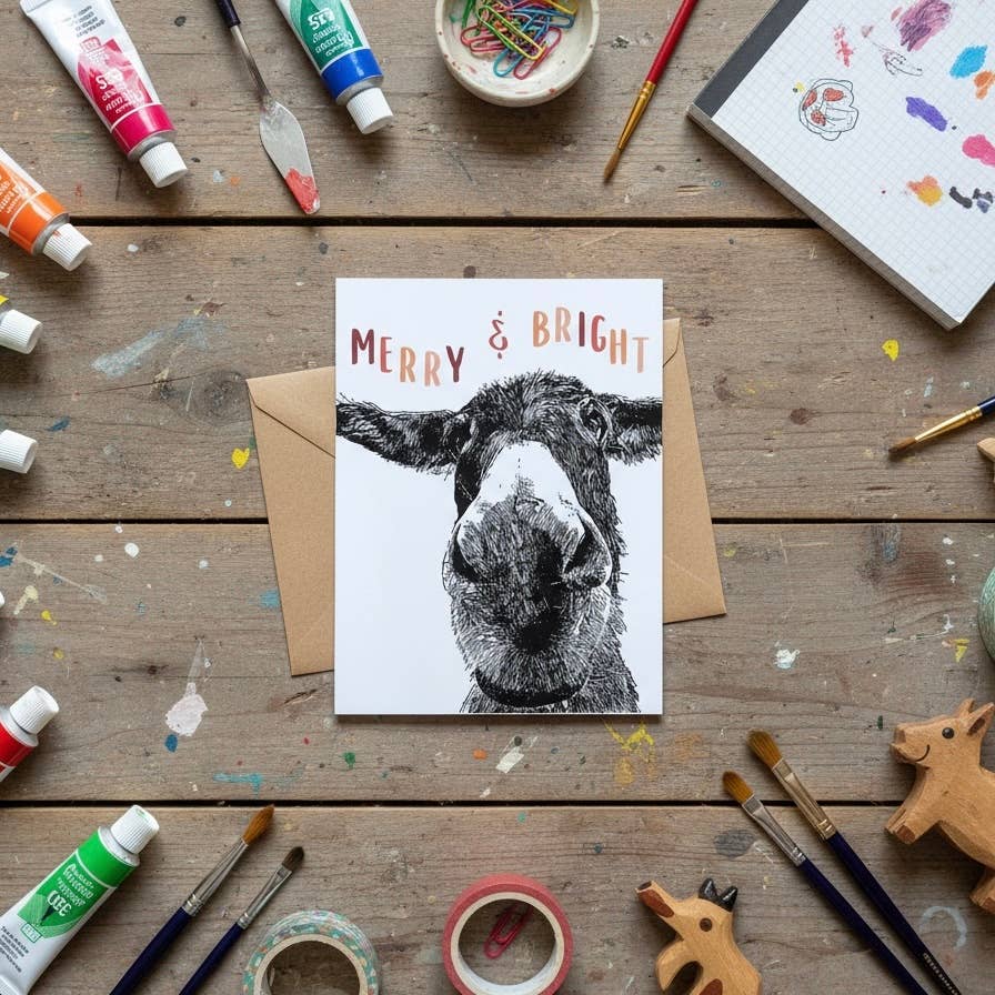 "Maya" Donkey Holiday Notecard (Package of 6) Christmas