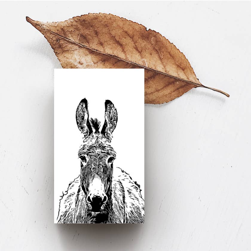 Sally donkey mini note with leaf 