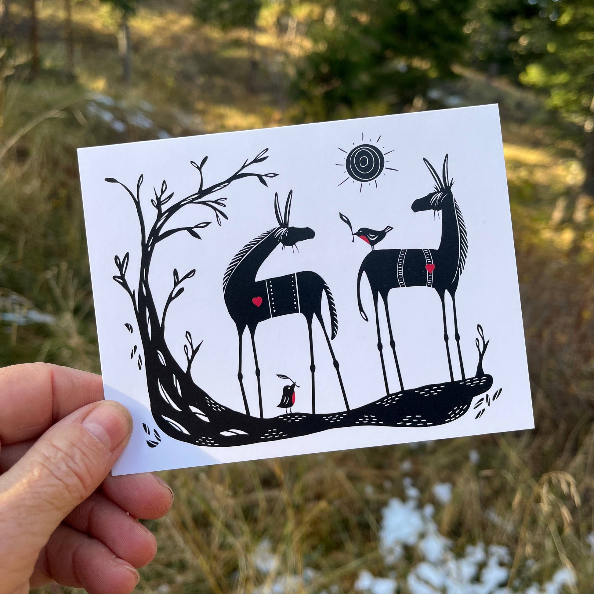 Donkey art print card - love 2 