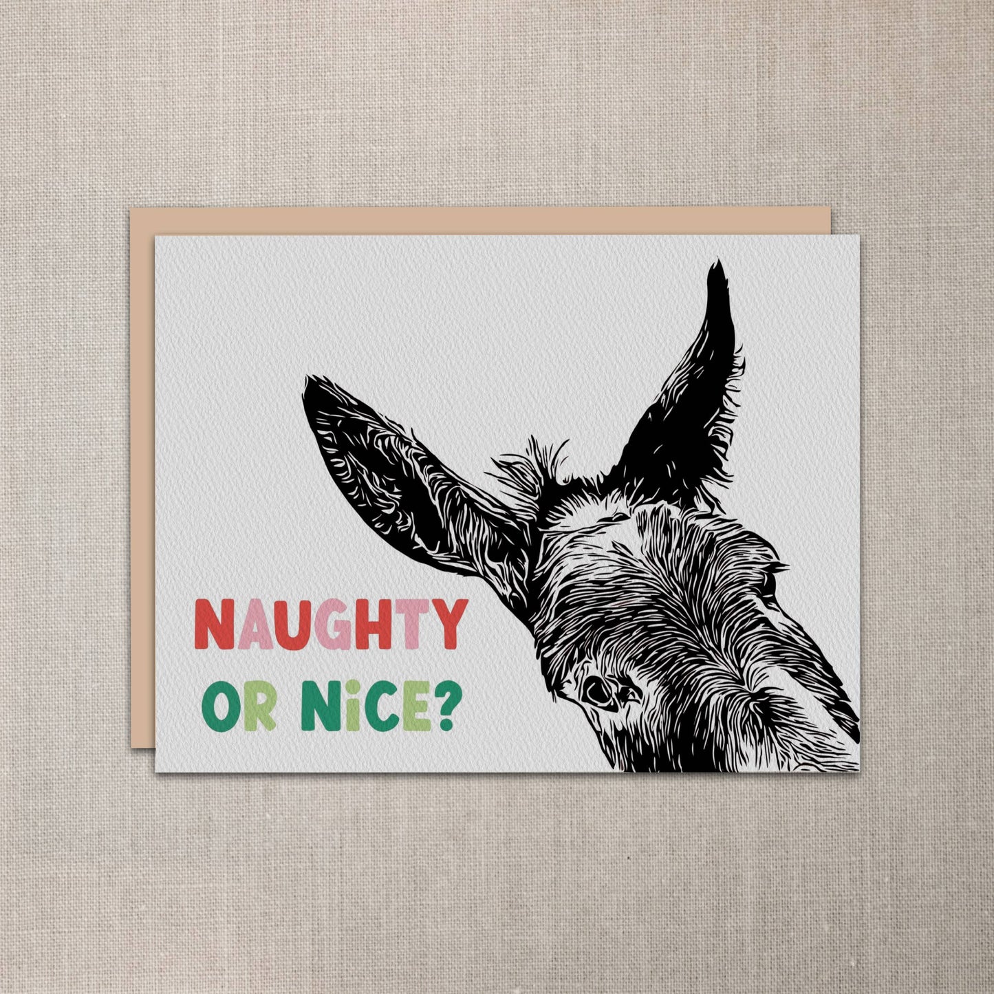 "Sam" Funny Donkey Holiday Notecard (Package of 6) Christmas
