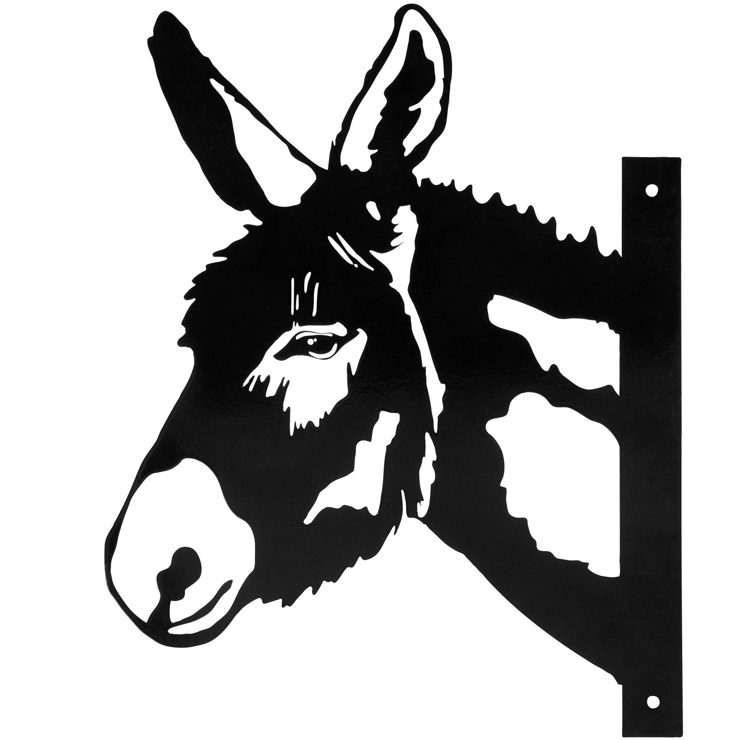 Metal wall art with a donkey head design