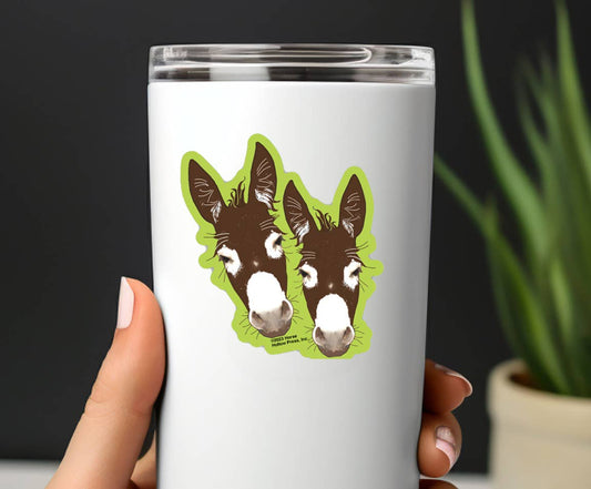Donkey sticker - pair on white tumbler