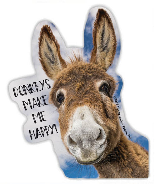 Donkey sticker - 'Donkeys Make Me Happy” 