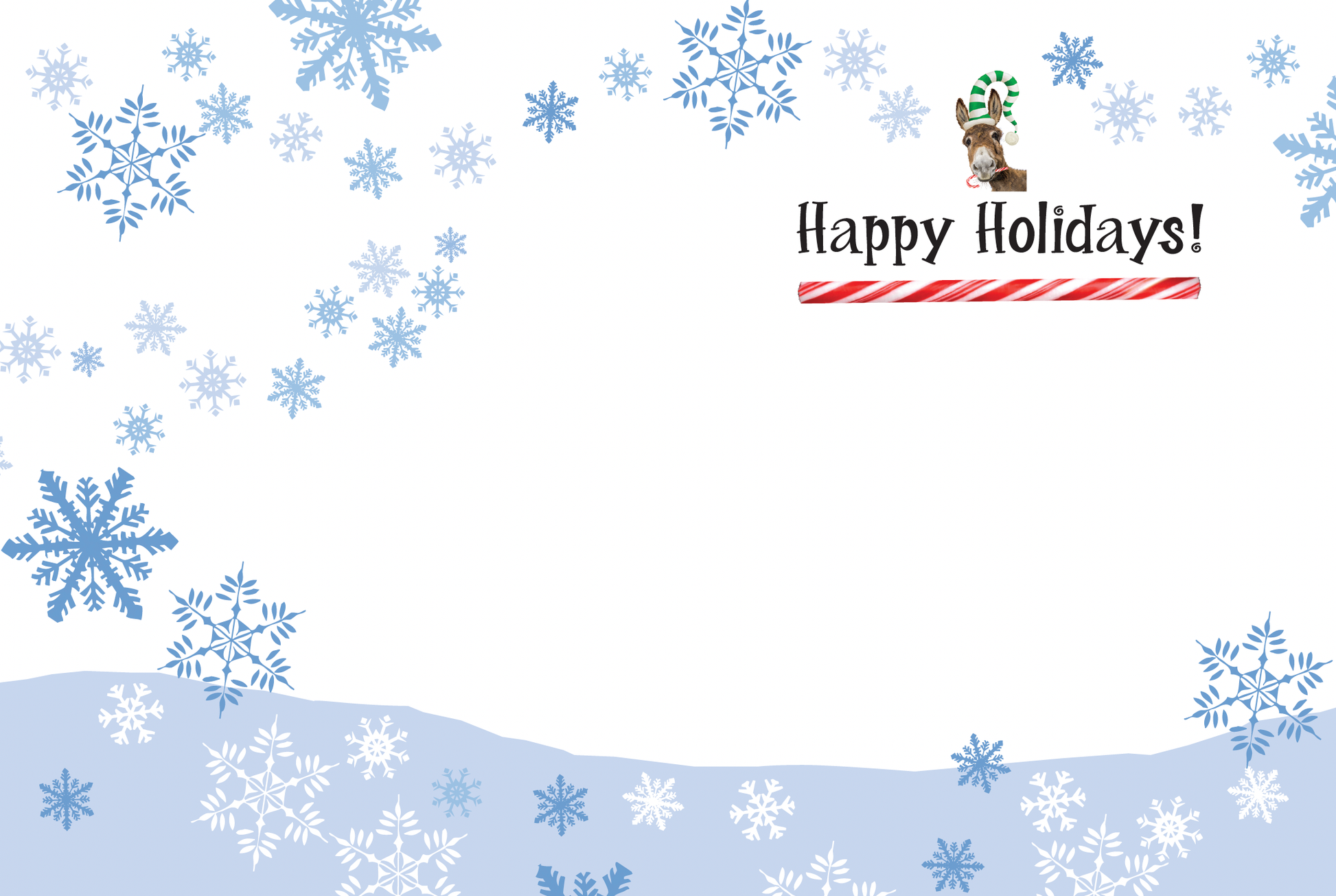 Holiday card with snowflakes and 'Happy Holidays!' text