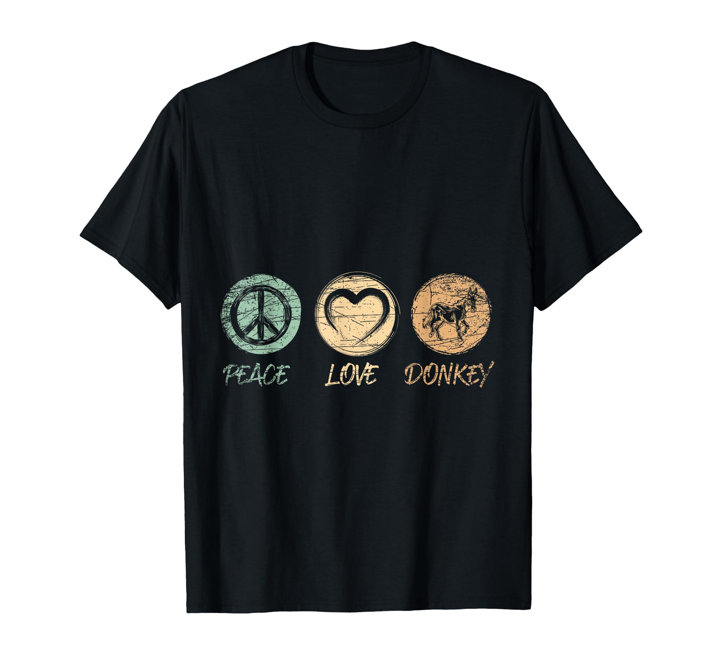 Peace Love Donkey T-Shirt - Custom Art Print Men Women
