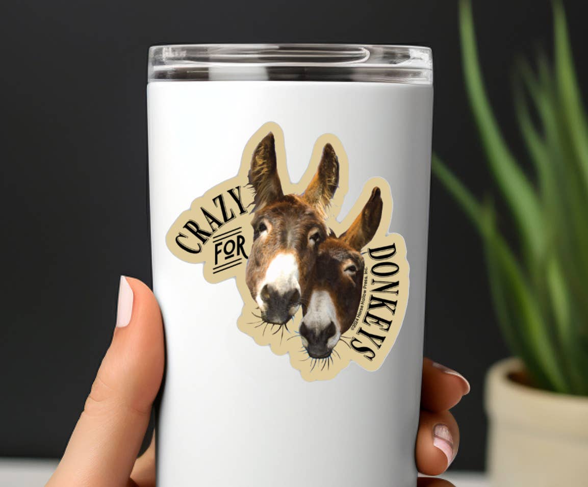 Tumbler with donkey design and 'Crazy for Donkeys' text
