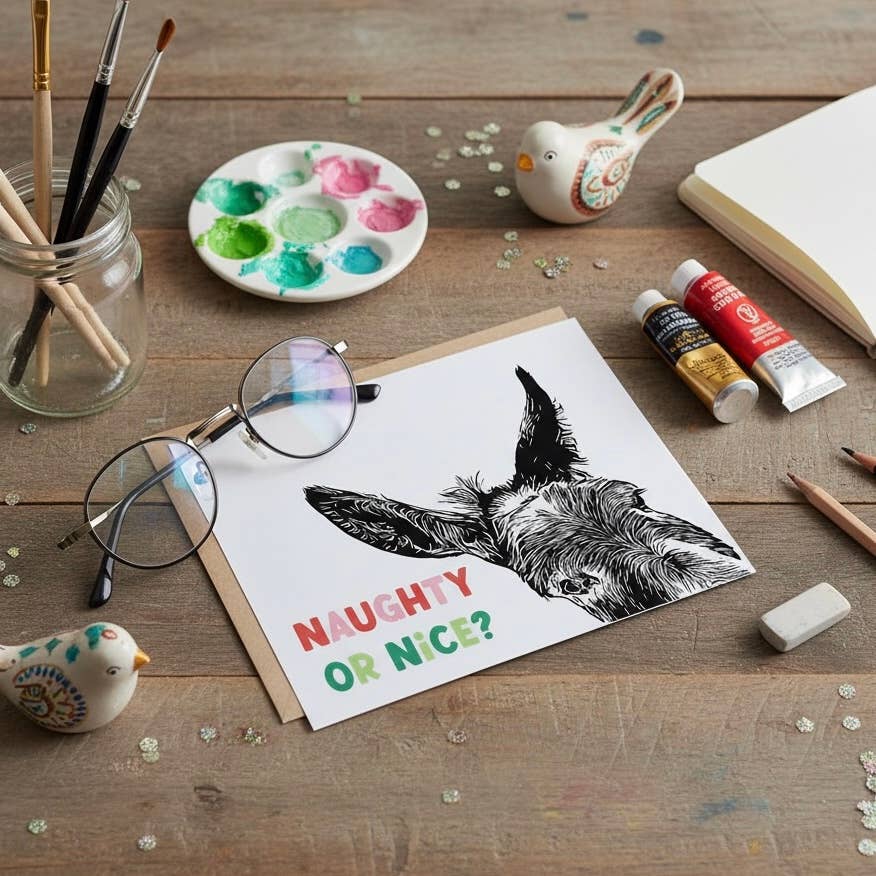 "Sam" Funny Donkey Holiday Notecard (Package of 6) Christmas