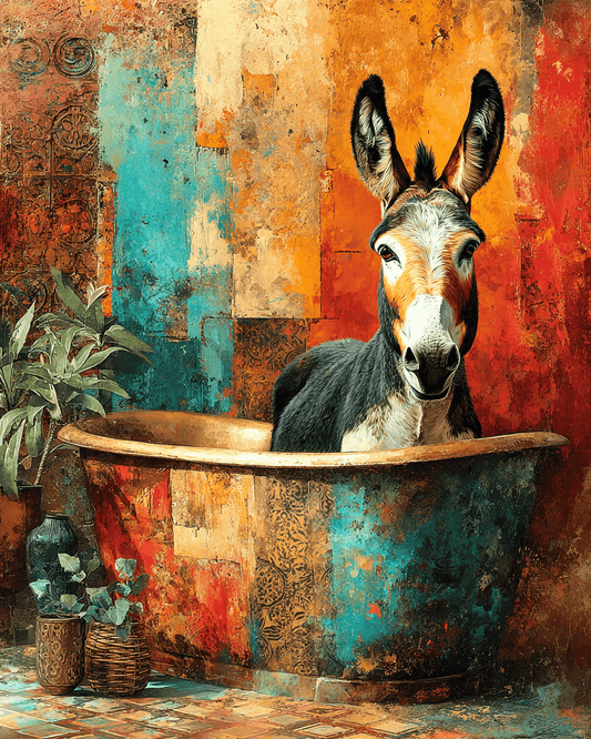 Donkey in bathtub