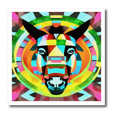 3dRose Colorful Donkey Geometric Art Abstract - Iron on Heat Transfers (ht-378396)