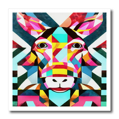 3dRose Donkey Colorful Fun Geometric Abstract Art - Iron on Heat Transfers (ht-378397)