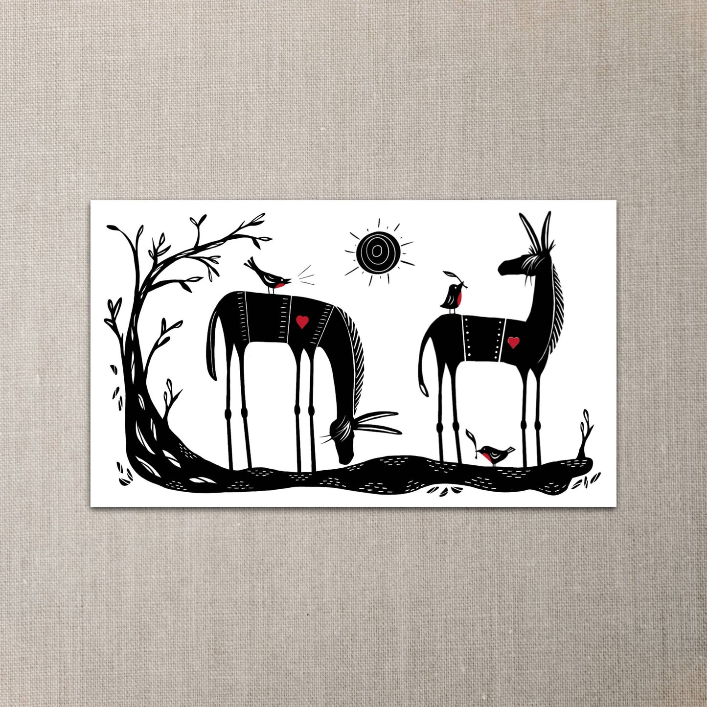 Donkey art mini note cards - love
