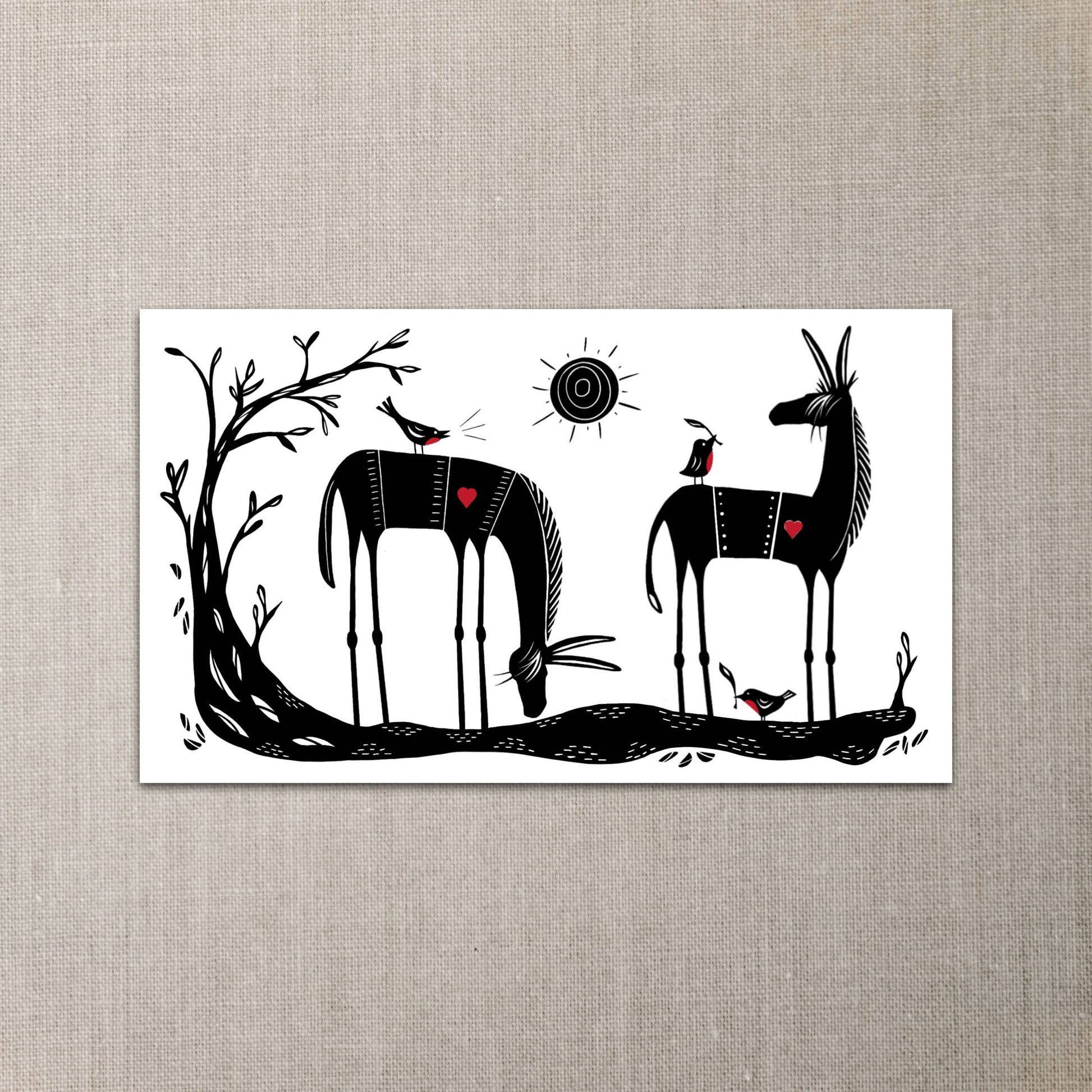 Donkey art mini note cards - love