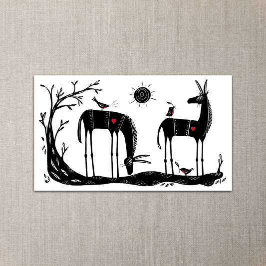 Donkey art mini note cards - love