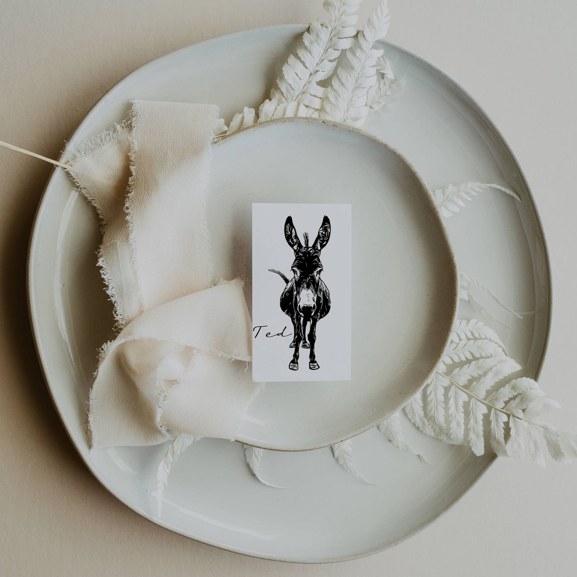 Murphy donkey mini note placecard